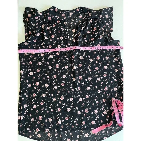 Womens Sheer Floral Flutter‎ Sleeve Top Size M Y2K Fairy Grunge Romantic Dainty - Picture 6 of 11